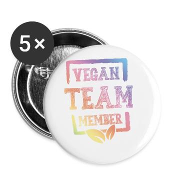 Membre de l’équipe végétalienne - Lot de 5 grands badges (56 mm) - blanc - Devant