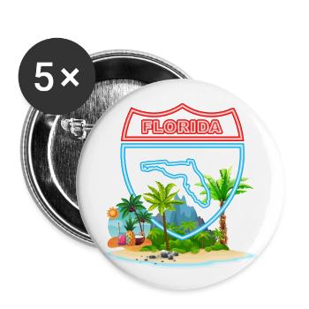 Florida, Vereinigte Staaten von Amerika - Buttons groß 56 mm (5er Pack) - Weiß - Vorne
