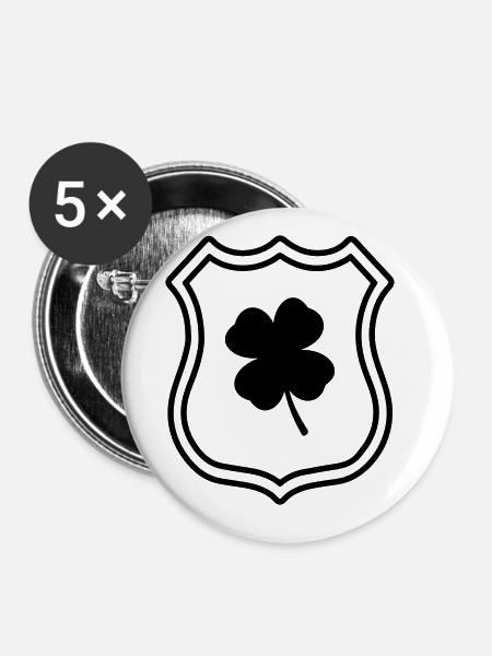 Kleeblatt Wappen - Buttons groß 56 mm (5er Pack) - Weiß
