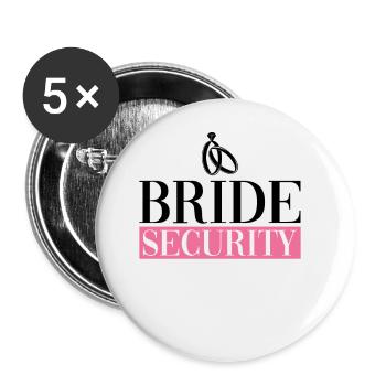 Bride Security - Bride Bachelorette Party JGA - Lot de 5 grands badges (56 mm) - blanc - Devant