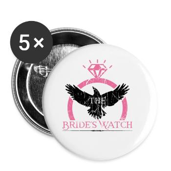 Brides Watch - Bride Bachelorette Party JGA - Lot de 5 grands badges (56 mm) - blanc - Devant