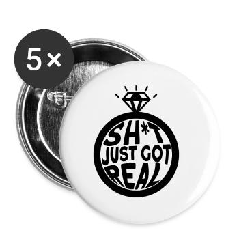 Mariage Tenue partenaire marié - Lot de 5 grands badges (56 mm) - blanc - Devant