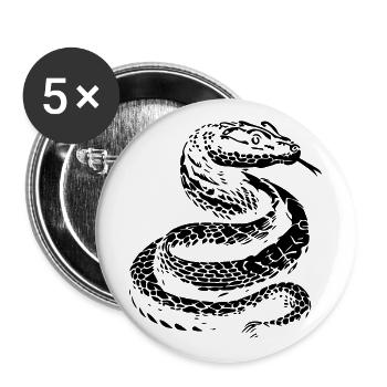 Schlange Silhouette - Buttons groß 56 mm (5er Pack) - Weiß - Vorne