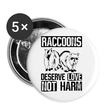 Waschbär Tierschutz Tierrecht Aktivist - Buttons groß 56 mm (5er Pack) - Weiß - Vorne