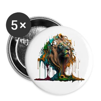 Rainbow Lion | Rainbow Lion | AI generated Art - Buttons large 2.2''/56 mm (5-pack) - white - Front
