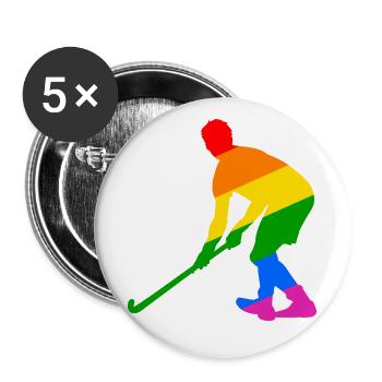 Joueurs de hockey sur gazon LGBTQ - Lot de 5 grands badges (56 mm) - blanc - Devant