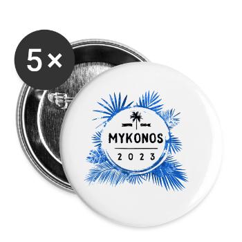 Mykonos 2023 Colorful - Buttons large 2.2''/56 mm (5-pack) - white - Front