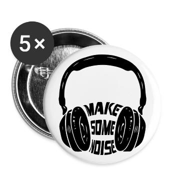 Make Some Noise Mit Kopfhörer | Farbe änderbar - Buttons groß 56 mm (5er Pack) - Weiß - Vorne