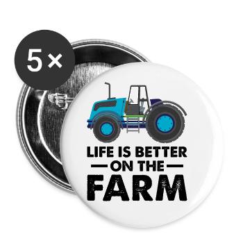 La vie est meilleure à la ferme Agriculteurs - Lot de 5 grands badges (56 mm) - blanc - Devant