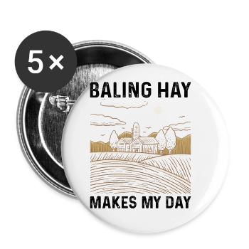 Hay balers make the life of a farmer - Buttons large 2.2''/56 mm (5-pack) - white - Front