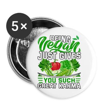 Being vegan just gives you such great karma - Buttons groß 56 mm (5er Pack) - Weiß - Vorne