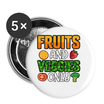 Fruits and veggies only - Buttons groß 56 mm (5er Pack) - Weiß - Vorne