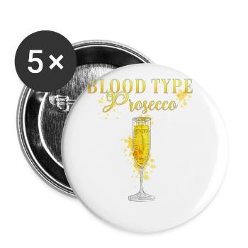 Bachelorette Party Blutgruppe Prosecco - Buttons groß 56 mm (5er Pack) - Weiß - Vorne