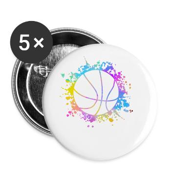 Basketball Colorful Splashes - Buttons large 2.2''/56 mm (5-pack) - white - Front