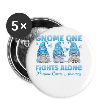 Gnome One Kämpft Allein Gegen Prostatakrebs - Buttons groß 56 mm (5er Pack) - Weiß - Vorne