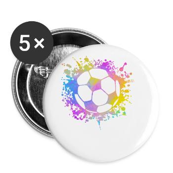Fußball Ball Aquarell Trainer Fußball - Buttons groß 56 mm (5er Pack) - Weiß - Vorne