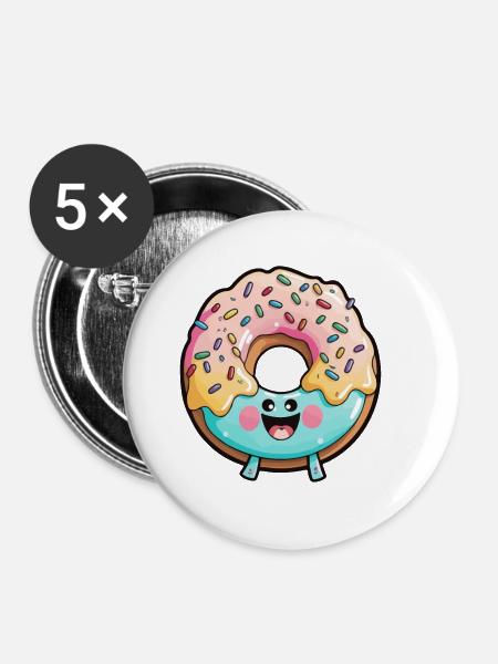 Donut Comic - Buttons groß 56 mm (5er Pack) - Weiß