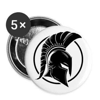 Spartaner Helm Krieger Sparta - Buttons groß 56 mm (5er Pack) - Weiß - Vorne