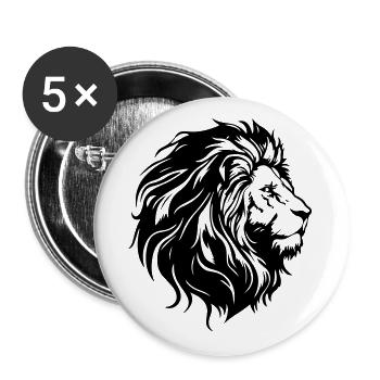 Löwenkopf Löwe Silhouette - Buttons groß 56 mm (5er Pack) - Weiß - Vorne