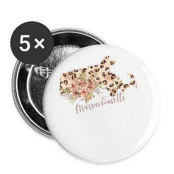 Massachusetts Leopard-muster Karte - Buttons groß 56 mm (5er Pack) - Weiß - Vorne
