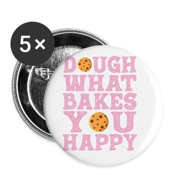Dough What Bakes You Happy Bäckerei - Buttons groß 56 mm (5er Pack) - Weiß - Vorne
