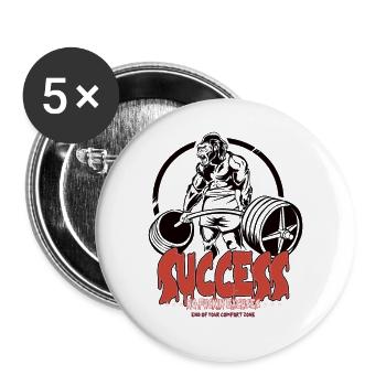 GYM No Excuses Body Building Fitness Gorilla - Buttons groß 56 mm (5er Pack) - Weiß - Vorne