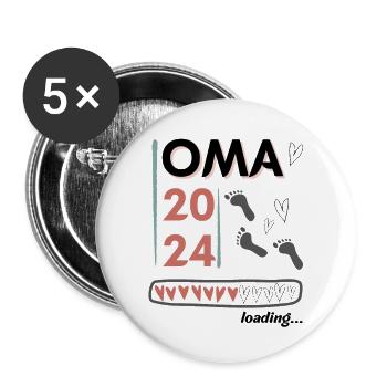 Oma 2024 loading... - Buttons groß 56 mm (5er Pack) - Weiß - Vorne