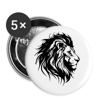 Tête de Lion Silhouette de Lion - Lot de 5 grands badges (56 mm) - blanc - Devant