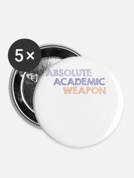 Studenten Absolute Academic Weapon - Buttons groß 56 mm (5er Pack) - Weiß
