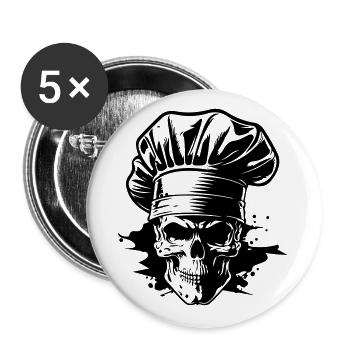 Chef Skeleton Chef - Lot de 5 grands badges (56 mm) - blanc - Devant