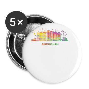 Birminghamer Skyline Birmingham - Lot de 5 grands badges (56 mm) - blanc - Devant