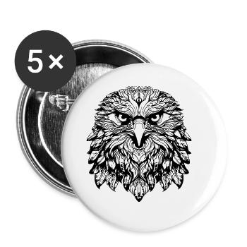 Adler Mandala Boho - Buttons groß 56 mm (5er Pack) - Weiß - Vorne