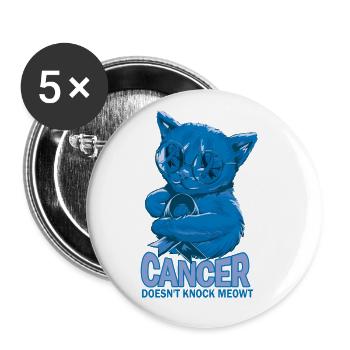 Krebs Schlägt Nicht Auf Miau - Darmkrebs - Buttons groß 56 mm (5er Pack) - Weiß - Vorne