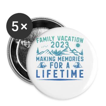 Summer holidays with the family Creating memories - Buttons large 2.2''/56 mm (5-pack) - white - Front