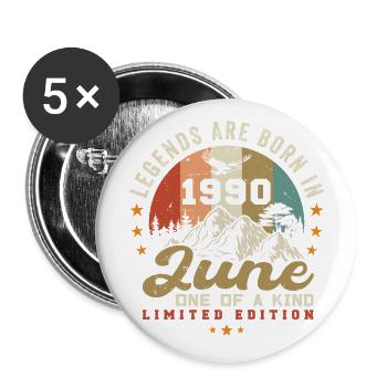 June 1990 Anniversary Juni 1990 Juni - Buttons large 2.2''/56 mm (5-pack) - white - Front
