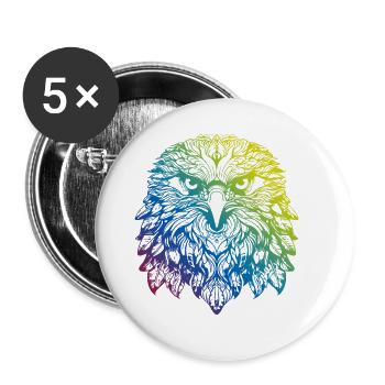 Adler Mandala Boho - Buttons groß 56 mm (5er Pack) - Weiß - Vorne