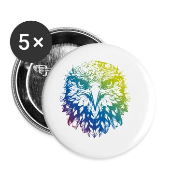 Adler Mandala Boho - Buttons groß 56 mm (5er Pack) - Weiß - Vorne