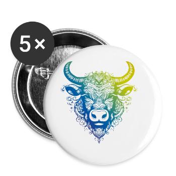 Bulle Mandala Boho - Buttons groß 56 mm (5er Pack) - Weiß - Vorne