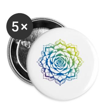 Rose Mandala Boho - Buttons groß 56 mm (5er Pack) - Weiß - Vorne