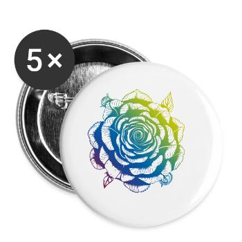Rose Mandala Boho - Buttons groß 56 mm (5er Pack) - Weiß - Vorne