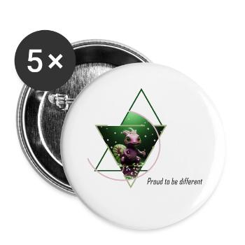 Hybride tortue-écureuil - Lot de 5 grands badges (56 mm) - blanc - Devant