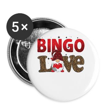 Bingo Love Leo Pattern Women Men Bingo - Buttons groß 56 mm (5er Pack) - Weiß - Vorne