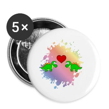 Dinosaur stegosaurus couple love - Buttons large 2.2''/56 mm (5-pack) - white - Front