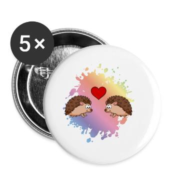 Igel Comic Paar Liebe - Buttons groß 56 mm (5er Pack) - Weiß - Vorne