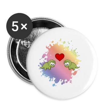 Dinosaurier triceratops Paar Liebe - Buttons groß 56 mm (5er Pack) - Weiß - Vorne