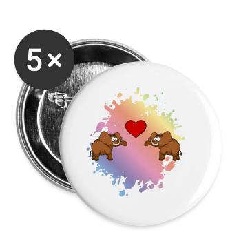 Mammouth Comic Couple Love - Lot de 5 grands badges (56 mm) - blanc - Devant