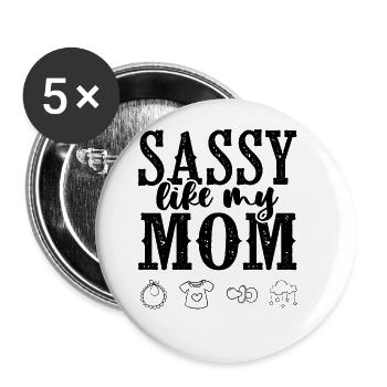 Maman bébé - Lot de 5 grands badges (56 mm) - blanc - Devant