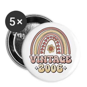 Vintage 2006 Retro Vintage Birthday Gift - Buttons large 2.2''/56 mm (5-pack) - white - Front