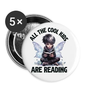 Alle Coolen Kids Lesen Lehrer - Buttons groß 56 mm (5er Pack) - Weiß - Vorne