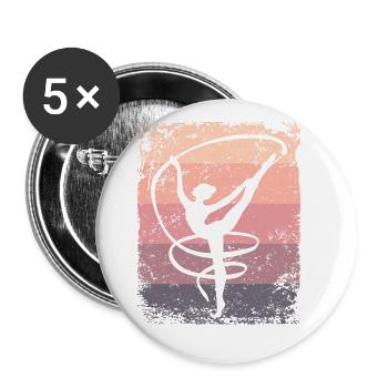 Gymnastin Boden Retro Rhythmische Gymnastik - Buttons groß 56 mm (5er Pack) - Weiß - Vorne